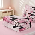 thumbnail image 5 of Erosebridal Girls Fashion Zipper Twin Comforter Sets with Fitted Sheet and 2 Pillowcases, Lipsticks Perfume Highheels Print Zipper Bedding Set, Pink Reversible, 5 of 7