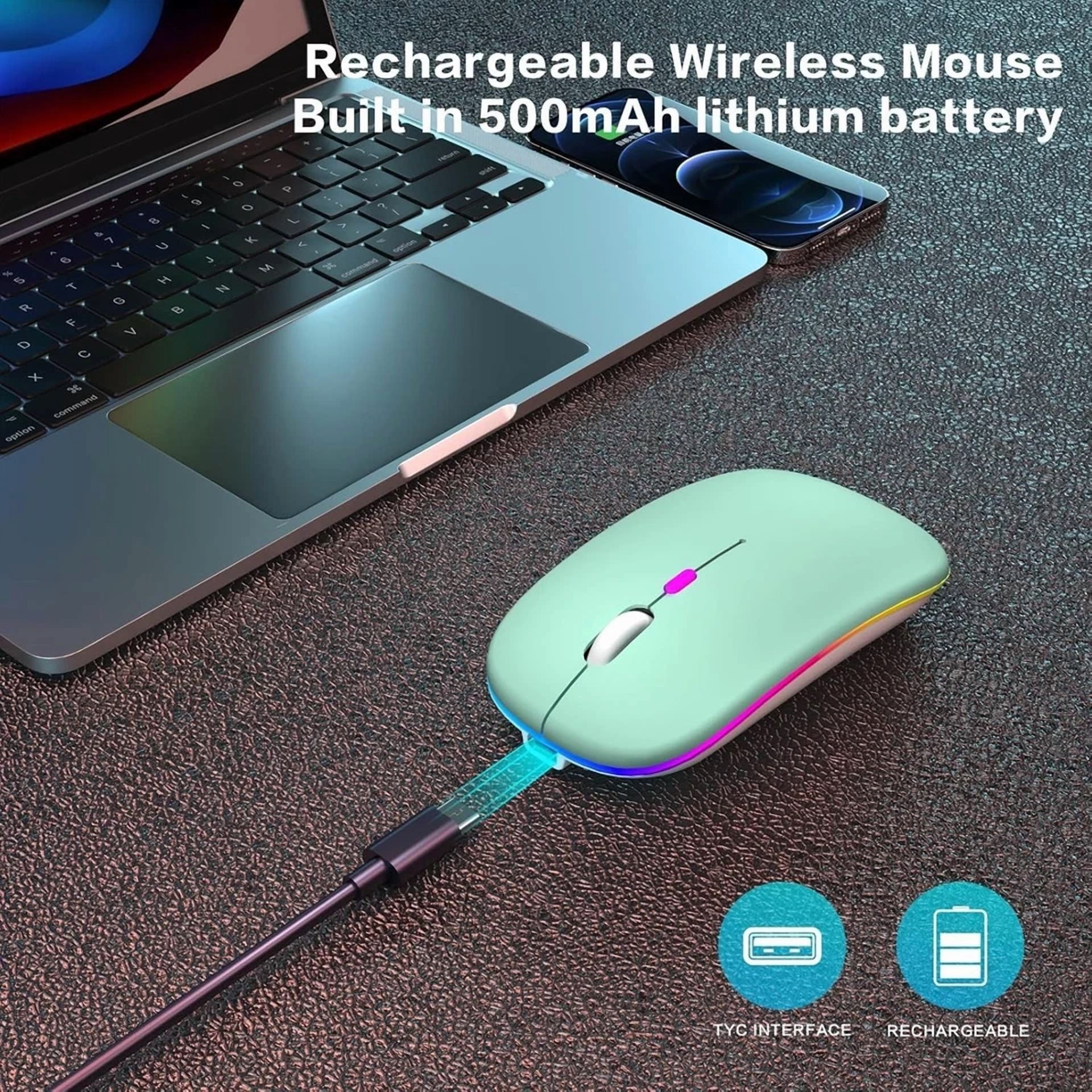 CIRCLE- Wireless Bluetooth Mouse - Rechargeable Laptop Mice - With Led Green