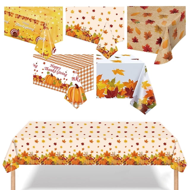 Suministros para fiestas temáticas de Acción de Gracias, pavo, calabaza, hoja de arce, mantel para mesa de comedor, decoración de mantel de un solo uso