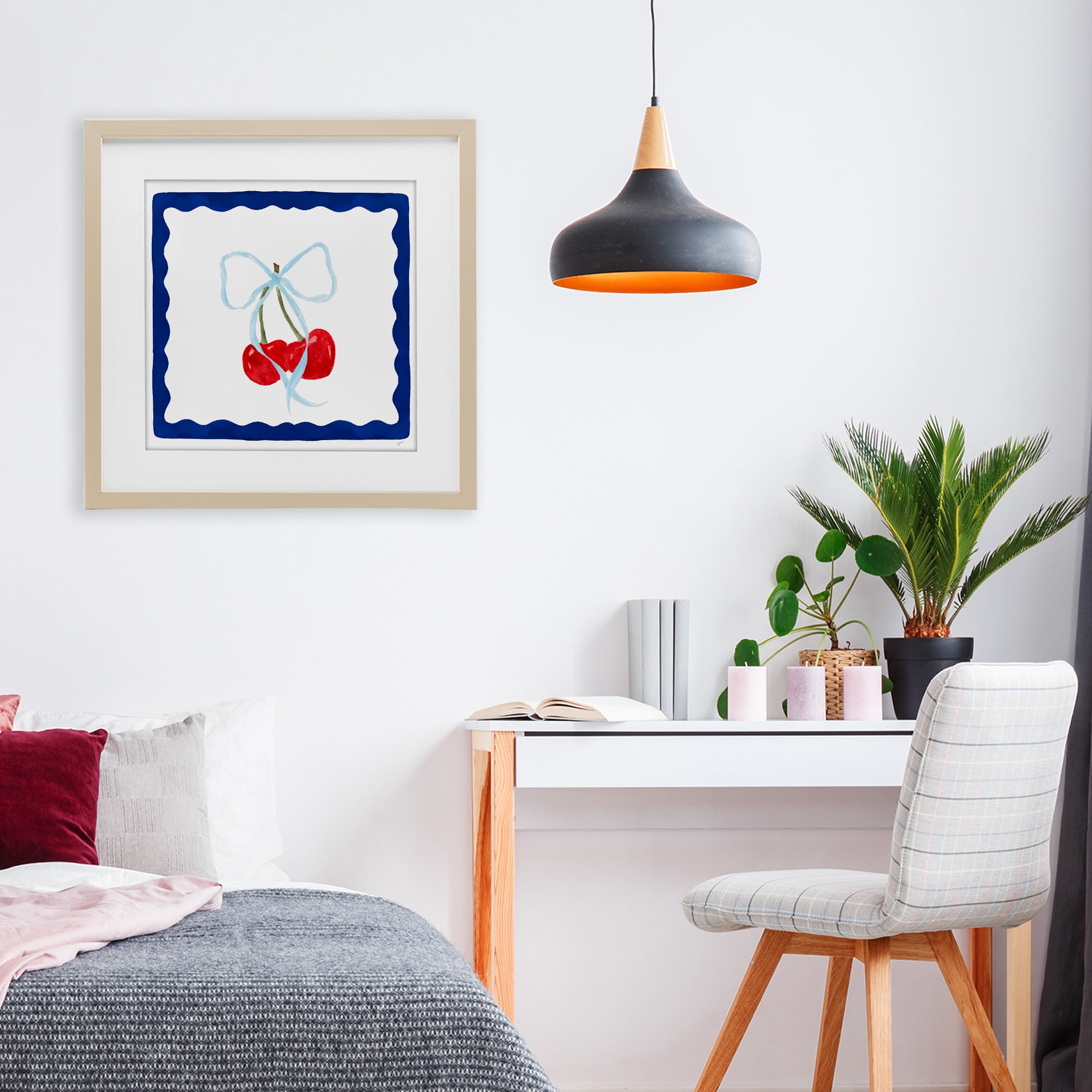 Stupell Industries Summer Bordered Cherries Birch Framed Print Under Glass, design by Lucille Price