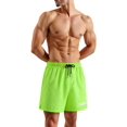 thumbnail image 2 of TANBOM Men's Stylish Polyester Three Beach Shorts Lightweight Breathable Comfortable Adjustable Drawstring Fluorescent Green S, 2 of 5
