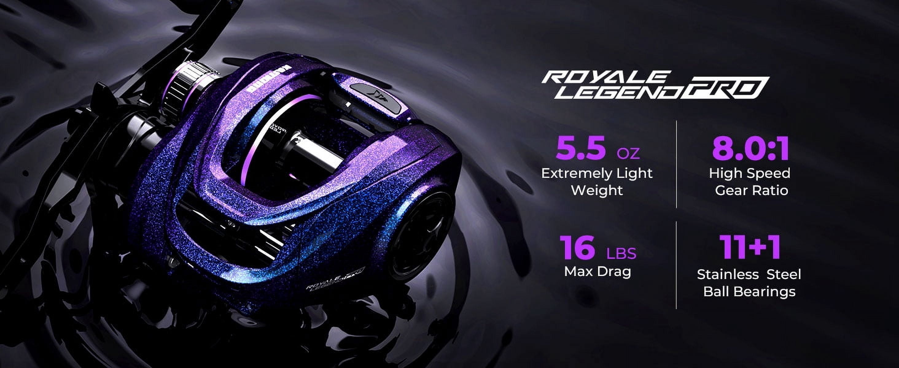 KastKing Baitcasting Reels Arch Resistance Control 16 Lbs Carbon Drag 5.5oz 8.0:1 Gear Ratio-Royale Legend Pro- Left