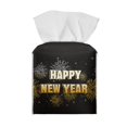 thumbnail image 2 of FUIALDOLG Waterproof Tissue Box Holder, Square PU Leather Tissue Box Cover, Happy New Year Decorative Facial Paper Organizer Dispenser for Bathroom, Night Stands, Desk, 5.1X5.1X5.5'', 2 of 7
