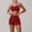Red, variant on PISONIC Women 2 Piece Color Block Workout Set, Double Strap Racerback Sports Bra & High Waist Butt Lifting Biker Shorts, Summer Breathable Yoga Gym Activewear Outfit