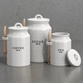 thumbnail image 3 of Barnyard Designs Canister Set for Kitchen Counter, Coffee Tea Sugar Container Ceramic Set, Decorative Canisters, Rustic Farmhouse Canister Jars, White (Coffee/Sugar/Tea), 3 of 8