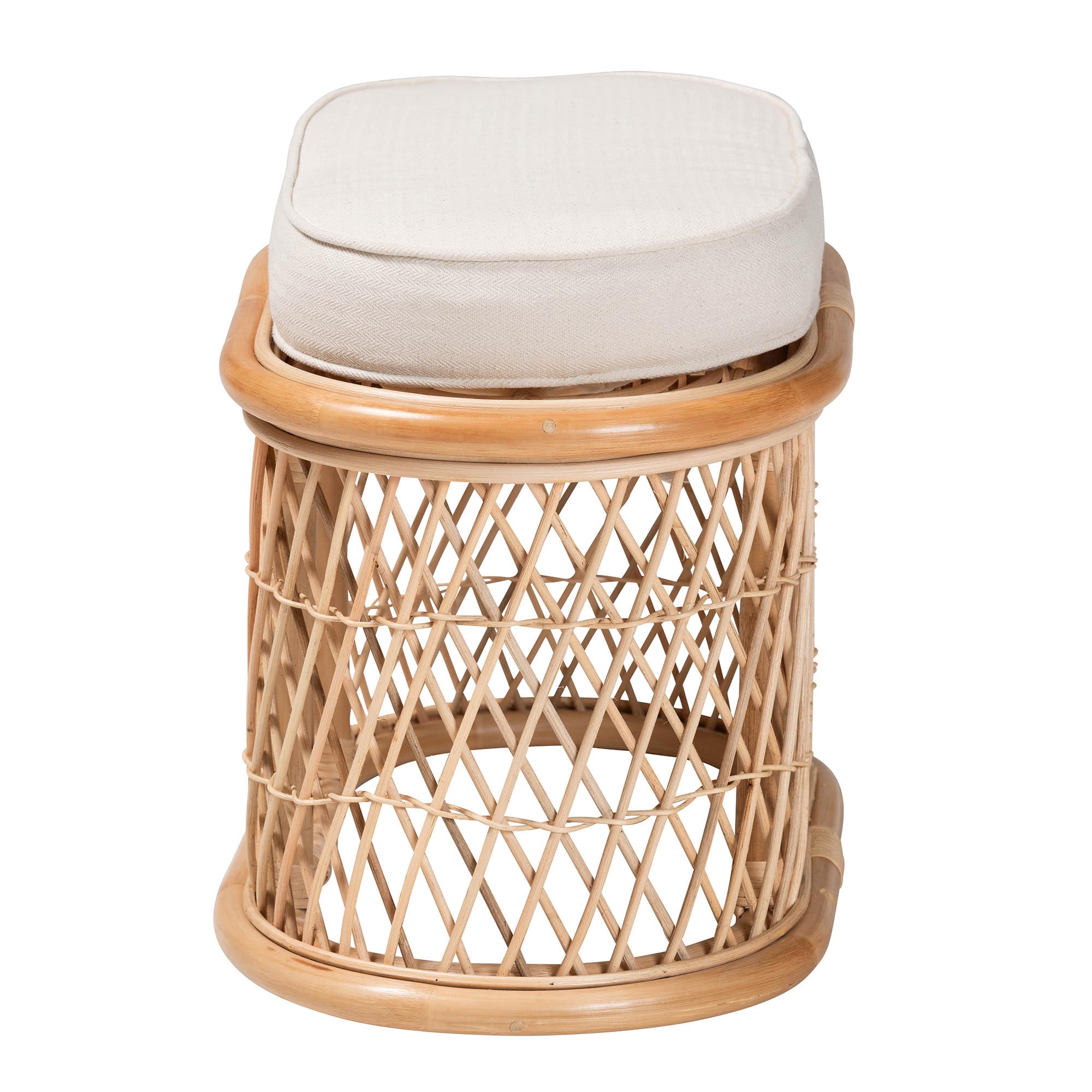 bali & pari Ladonna Boho Ottoman Footstool, Natural Rattan, Natural