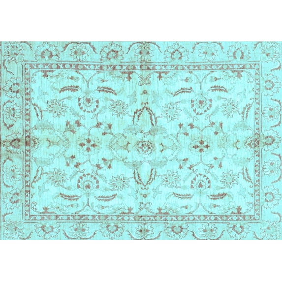 Ahgly Company Indoor Rectangle Oriental Light Blue Modern Area Rugs, 6' x 9'
