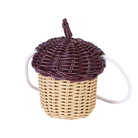 Pinecone Shaped Rattan Crossbody Basket Handwoven Wicker Shoulder BagDecorative Practical For Shopping Picnic Beach Home Storage