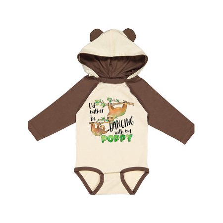 

Inktastic Id Rather Be Hanging with my Poppy- Cute Sloths Gift Baby Boy or Baby Girl Long Sleeve Bodysuit