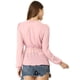 thumbnail image 5 of Top de gasa transparente Allegra K con mangas largas y cuello en V profundo para mujer Rosa XS, 5 of 6