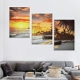 thumbnail image 4 of ONETECH Beach Wall Art Canvas Prints Art Black and White Sunset Seascape Pictures Bedroom Decor Boat Tree Ocean Landscape Painting for Living Room Decoration Natural Scenery Artwork12''x16''X3 Panel, 4 of 4