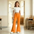 thumbnail image 5 of WOYY Girls Slim Fit Flare Pants Casual Preppy Solid Long Trousers with Pockets, Sizes 5-16, 5 of 6