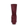 thumbnail image 4 of Unique Bargains Bottes Mi-Mollet Pliables à Talons Blocs à Bout Rond pour Femmes Bourgogne (Taille 5,5), 4 of 8