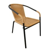 RTC Group Furniture Stackable Rattan Dining Chair, Set of 4 for Indoor/Outdoor Patio Restaurant, Porch, Backyard Beige