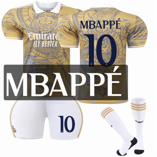 2425 Real Madrid Dragon Édition Commémorative Uniforme de Soccer Jaune No. 10 MBAPPE Maillot de Sport Réplique pour Enfants et Adultes -18