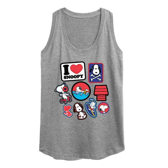 Peanuts - I Heart Snoopy Patches - Women's Racerback Tank Top