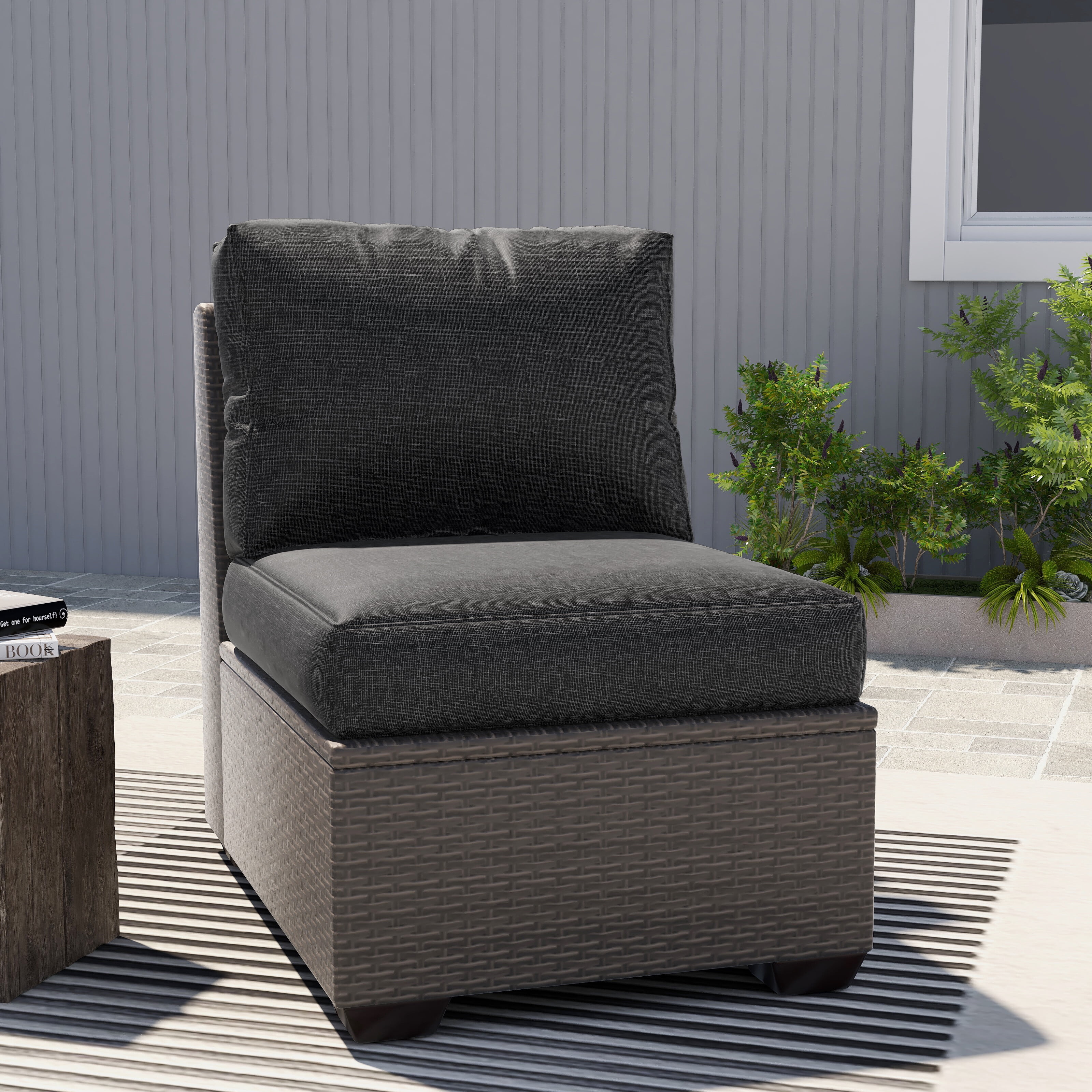 UIXE Outdoor Deep Seat Cushion Set, Patio Furniture Cushions & Back Pad, Water-Resistant Sectional Sofa Cushions for Bistro Chair - Gray