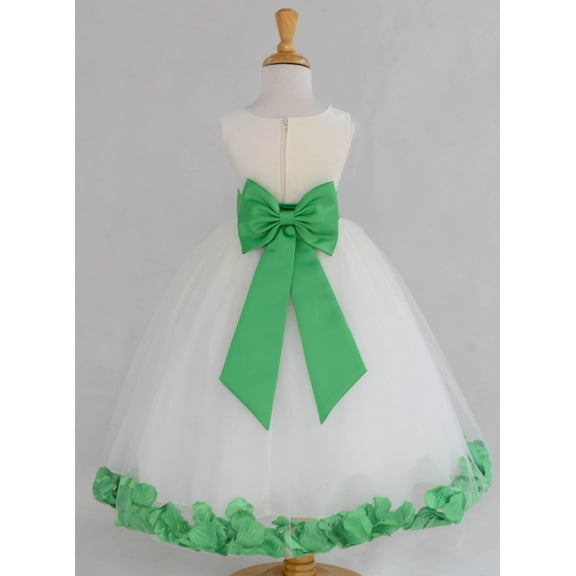 Ekidsbridal Satin Ivory Lime Tulle Rose Petal Flower Girl Dress Christmas Party Bridesmaid Holiday Wedding Pageant Birthday 302T S