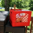 thumbnail image 2 of MIRAMAR Milk Crate, Stackable Plastic Storage Bin with Handles, 16 Qt, Red, 2 Pack, 2 of 4