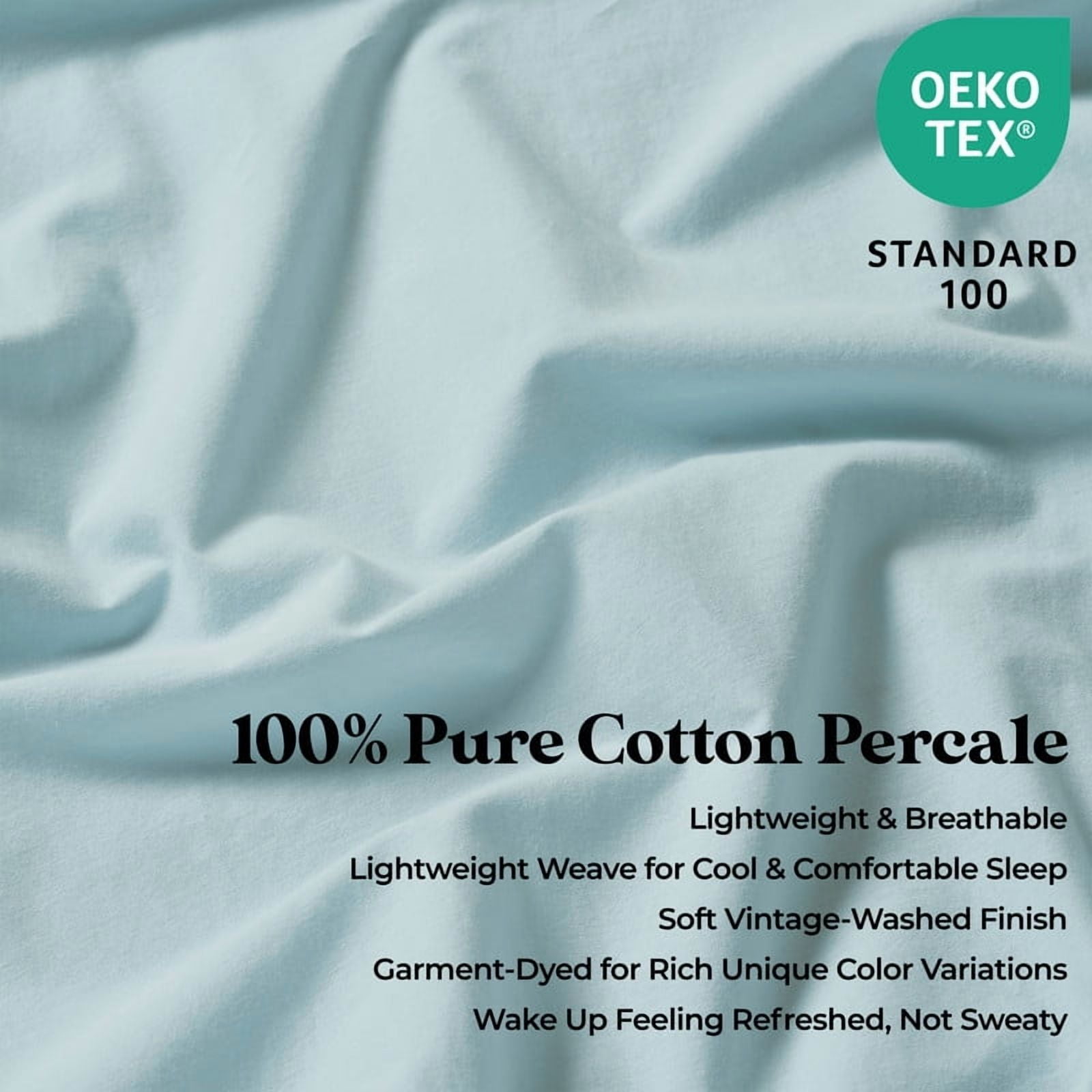 Superior Carmen 100% Cotton Relaxed Wash Bed Sheet Set, King, Blue