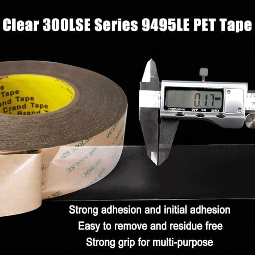 3M 300LSE Double Sided Tape for Scrapbook 2in x 36ft, Removable Heavy Duty Double Sided Mounting Tape, Transparent Adhesive Sticky Tape for Picture Hanging Strips, Poster, LED Strips, Art Craft