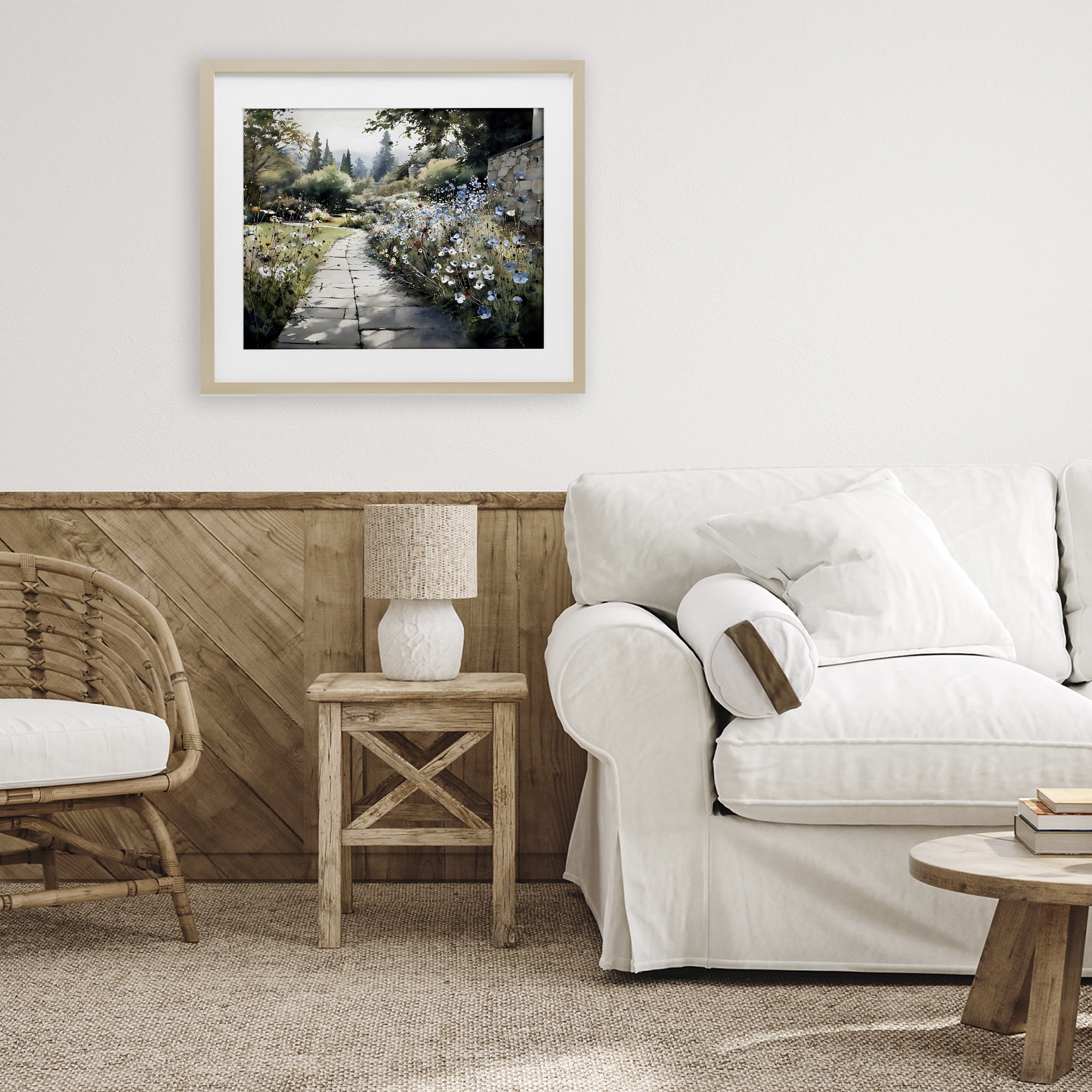 Stupell Industries Garden Pathway in Summer Light Birch Framed Print Under Glass, design by Franklyn Gregory