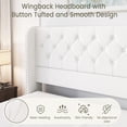 thumbnail image 3 of Breltam King Size Bed Frame with 4 Storage Drawers, Wingback Tufted Headboard, LED Lights, White Velvet Upholstered Platform Bed, No Box Spring Needed, 3 of 9
