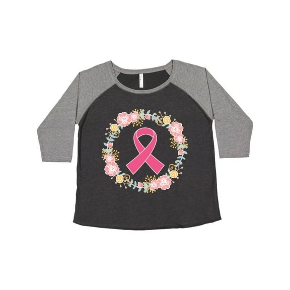 Inktastic Breast Cancer Pink Ribbon Awareness Wreath Women's Plus Size T-Shirt