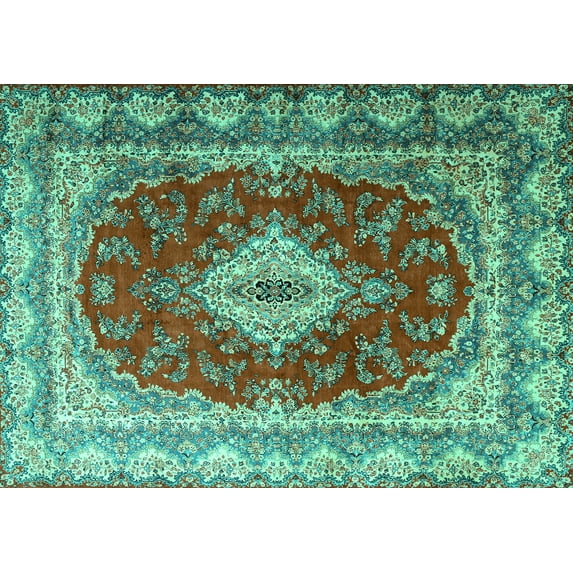 Ahgly Company Indoor Rectangle Persian Turquoise Blue Traditional Area Rugs, 2' x 3'