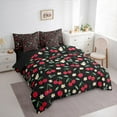 thumbnail image 3 of jejeloiu Country Daisy Cherry Bedding Comforter Set 7 Pieces,California Cherries Full Bedding Set,Red Green Black Fitted Sheet Flat Sheet For Teens,Luxury Bedroom Decor Reversible, 3 of 8