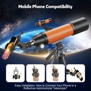BEBANG Telescope for Adults High Powered, 90mm Aperture 500mm, AZ Mount FMC, Refractor Astronomy Telescopes for Planets Stars
