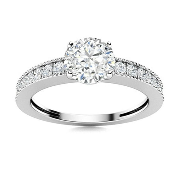 Mooneye 0.90 Ctw Round Moissanite 925 Sterling Silver Solitaire Women Valentines Day Gifts Ring