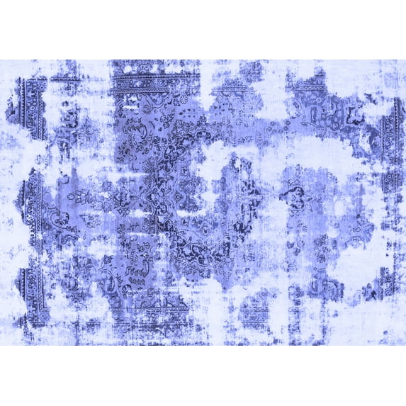 Ahgly Company Machine Washable Indoor Rectangle Abstract Blue Modern Area Rugs, 2' x 4'
