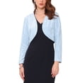 thumbnail image 1 of Inspire Chic Chaquetas de Mujer de Terciopelo de Noche con Dorado de Manga Larga Abierto Elegante Bolero de Cóctel S Azul Claro, 1 of 6