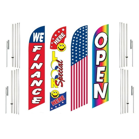 4 Swooper Flags With 4 Pole Kits We Finance Look Special Here America Open