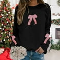thumbnail image 2 of Bibifish Sweatshirts For Women Cute Embroidered Bow Print Graphic Fall Soft Sweatshirts Casual Long Sleeve Crewneck Pullover Tops, 2 of 4