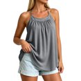 thumbnail image 2 of VBVC Women's Stretchy Racerback Tank Top , Ladies' Ruched Sleeveless Camisole , Padded Summer Casual Shirt For Women, S-3XL, 2 of 6
