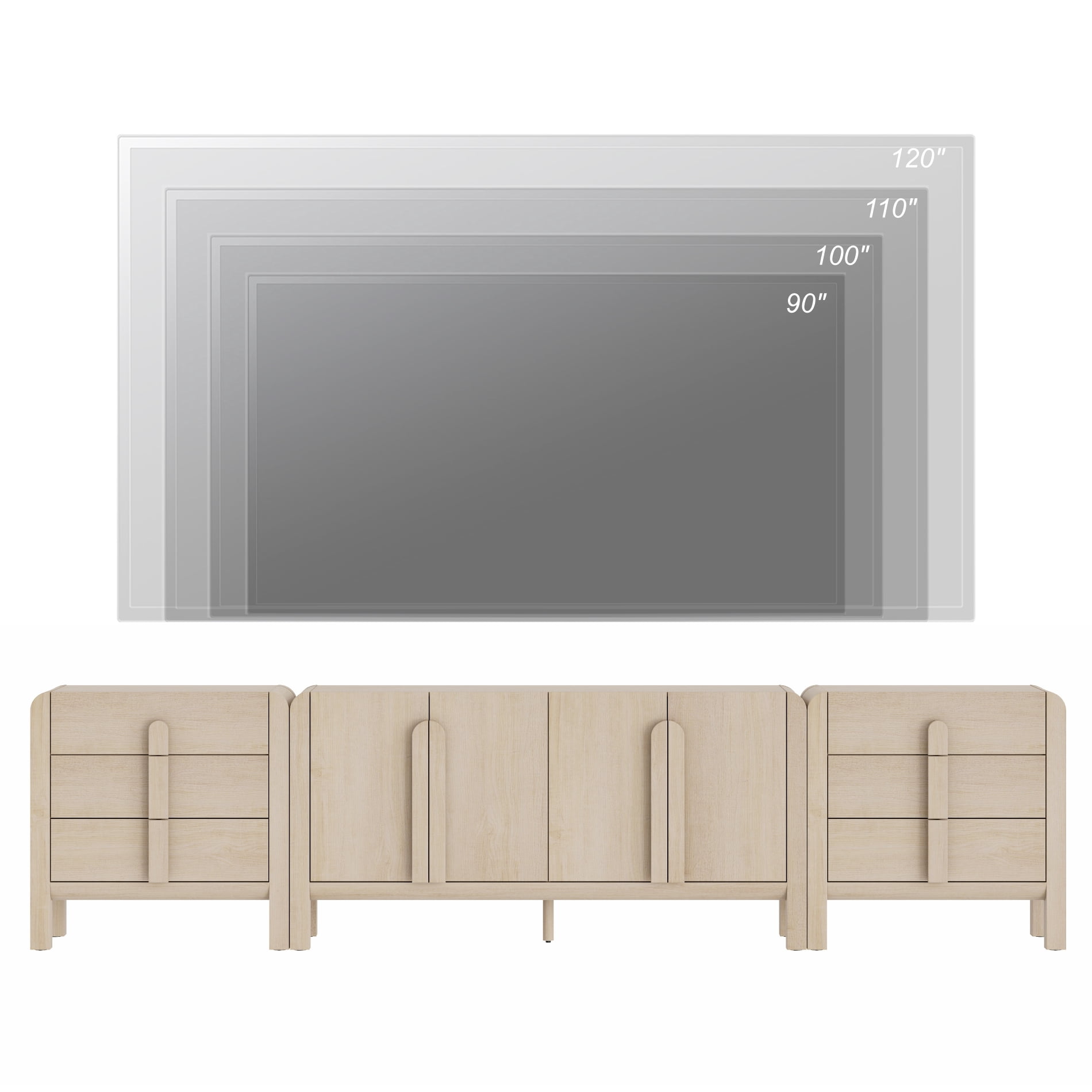 Modern TV Stand for TVs up to 120 inch, 3 in 1 Entertainment Center with Adjustable Shelves and 6 Drawers, Large TV Console for Living Room,Bedroom