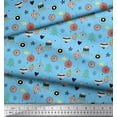thumbnail image 3 of Soimoi Blue Cotton Voile Fabric Tree & Ornament Christmas Print Fabric by Yard 42 Inch Wide, 3 of 3