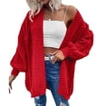 thumbnail image 4 of Women Oversized Cardigan Sweater Front Open Knitted Lantern Long Sleeve Thick Jacket, 4 of 6