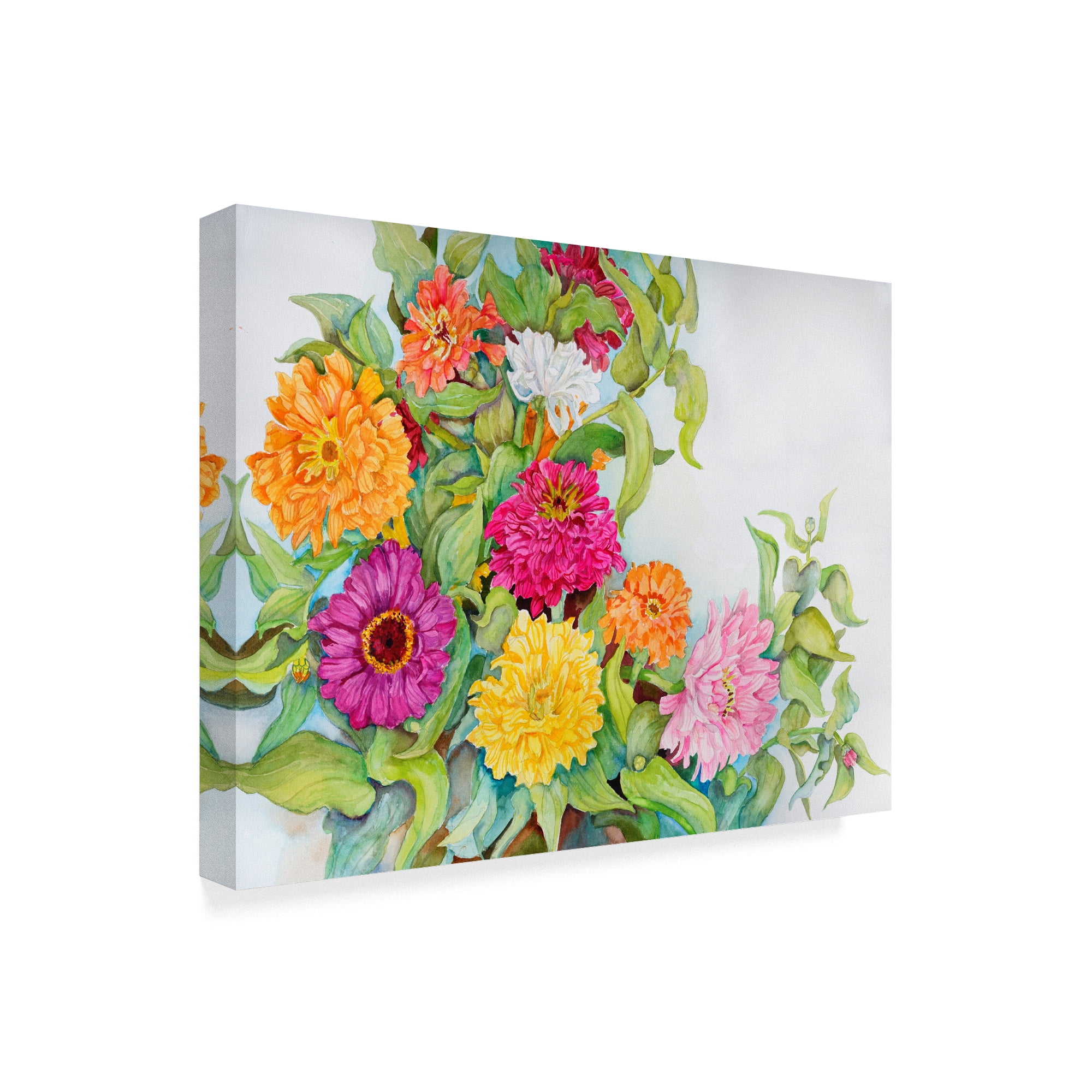 Trademark Fine Art 'Festively Colored Zinnias' Canvas Art by Joanne Porter