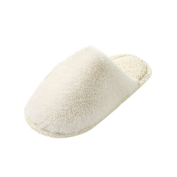 Wensltd Fuzzy Slippers for Women Winter Indoor and Outdoor Solid Color House Shoes with Memory Foam