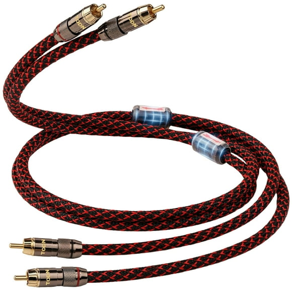 Cable de audio TODN RCA a RCA de 1 m, 4 núcleos, OFC, chapado en oro, 1 par