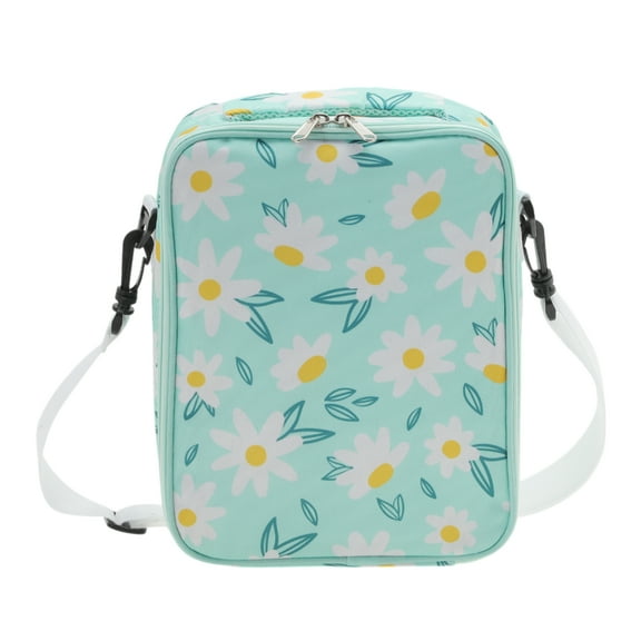 Unique Bargains 1 Pc Portable Lunch Bag with Shoulder Strap Light Blue