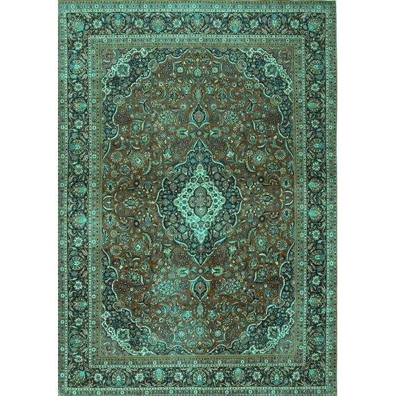 Ahgly Company Machine Washable Indoor Rectangle Persian Turquoise Blue Traditional Area Rugs, 3' x 5'