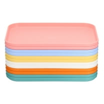 Uxcell 7.9x5.9" Fast Food Serving Tray, 12 Pack Bulk Plastic Reusable Kitchen Cafeteria Trays for Eating, Colorful