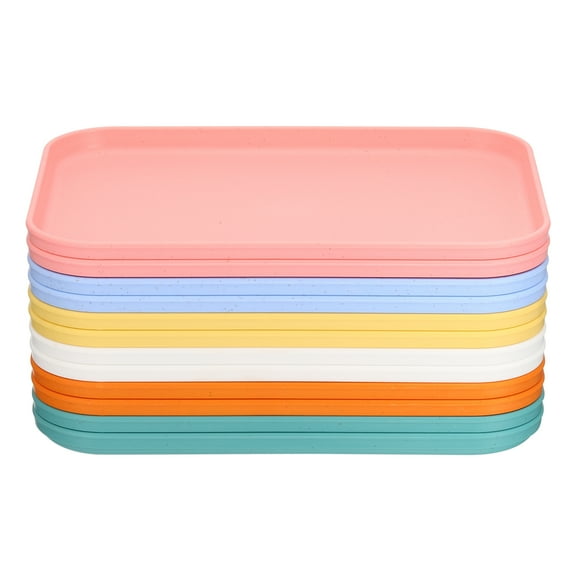 Uxcell 7.9x5.9" Fast Food Serving Tray, 12 Pack Bulk Plastic Reusable Kitchen Cafeteria Trays for Eating, Colorful