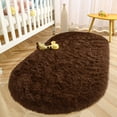 thumbnail image 3 of Lochas Soft Oval Rugs Fluffy Plush Modern Area Rug Shaggy Furry Carpet for Living Room Home Decor Play Mat,2.6'x5.3',Coffee, 3 of 7