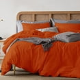 thumbnail image 4 of 1 Piece Duvet Cover Luxury 800 Thread Count 100% Egyptian Cotton Oversized Queen (98"x98") Inch Duvet Cover with Zipper Closure & Corner Ties - Burnt Orange Solid, 4 of 7
