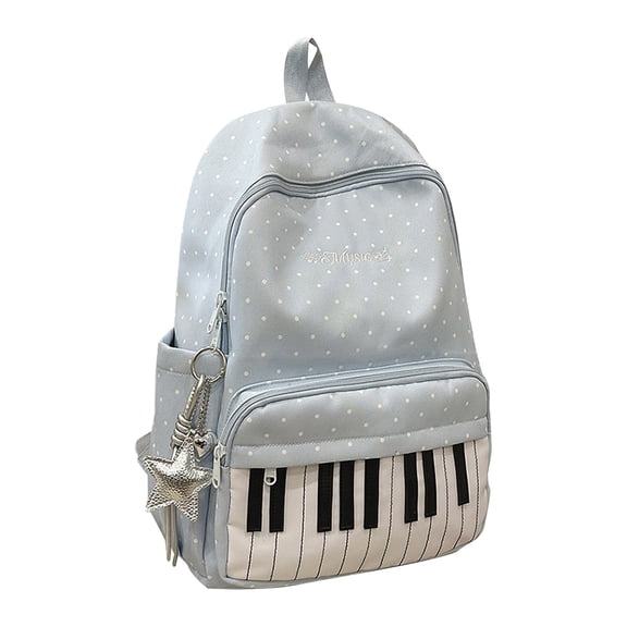 Solivara Piano Keyboard Print Backpack Cute Music Themed Daypack For Teens Women School Travel,sky blue,15.75*11.81*5.12 in